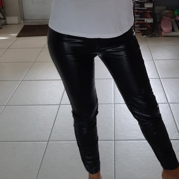 NWT Black Leather Tights Pants. - Picture 5 of 8